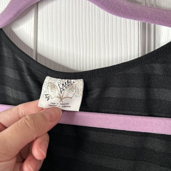 Free People Black Ruffle Scoop Neck Sleeveless Mini Dress Women's Size Large L - Picture 3 of 7